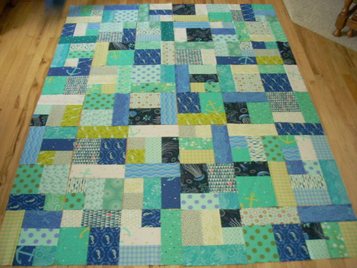 blue and green quilt top